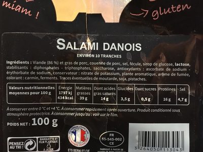 Les Tréfines Salami Danois - Ingrédients