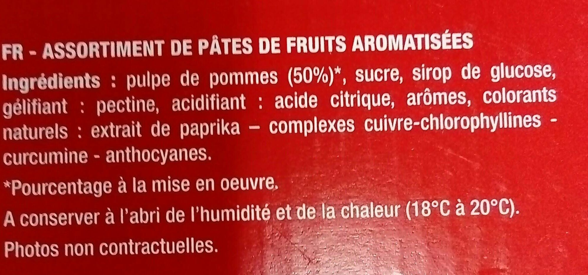 Bâtonnets pâtes de fruits - Ingredienser - fr