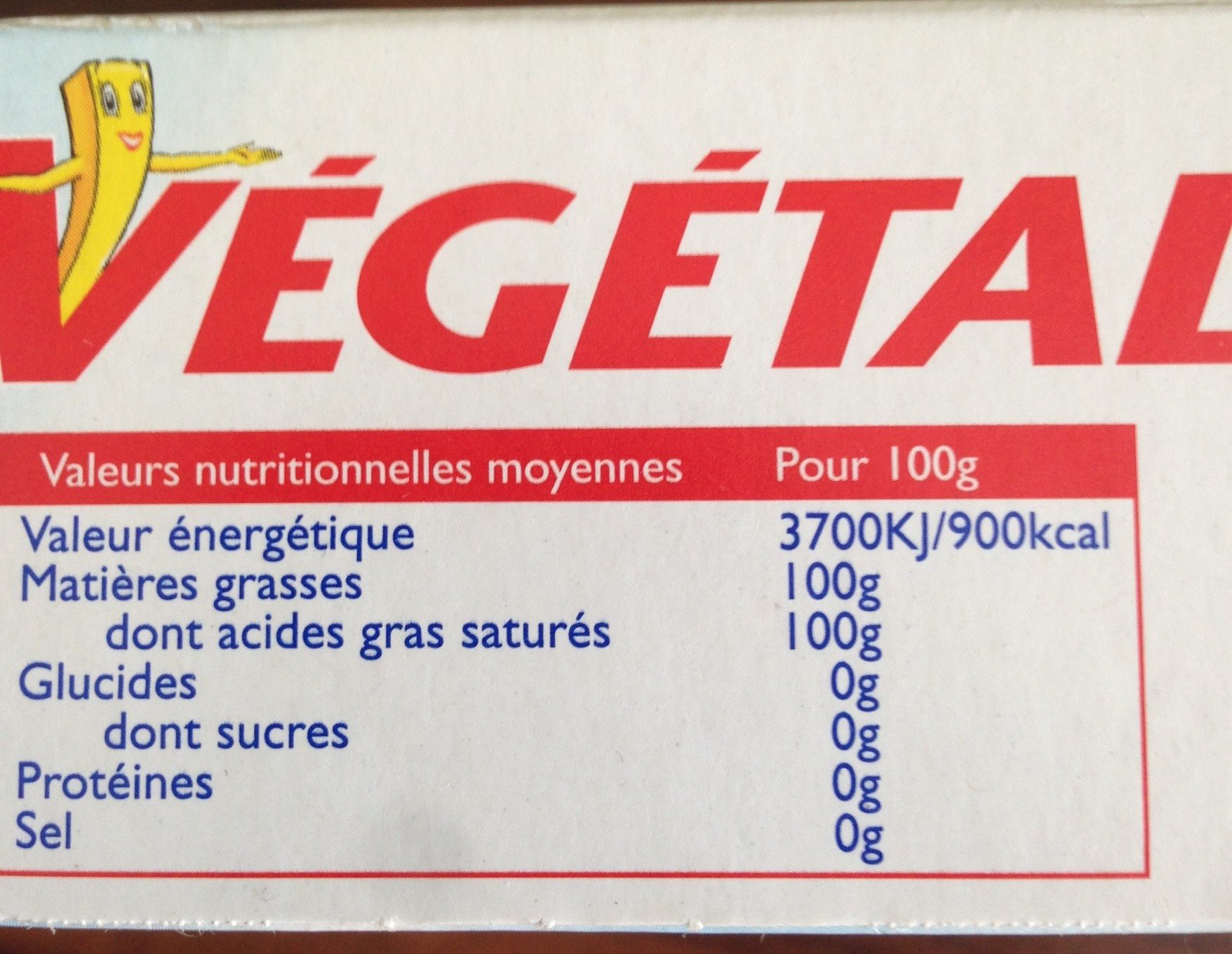 Végétaline - Nutrition facts - fr