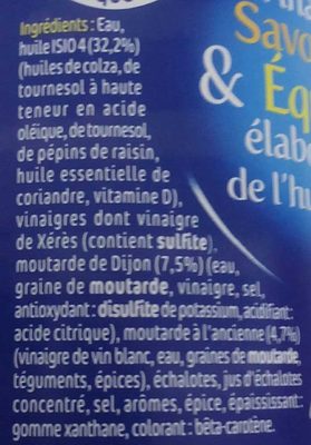 ISIO 4 - Vinaigrette Légère - Ingredients - fr