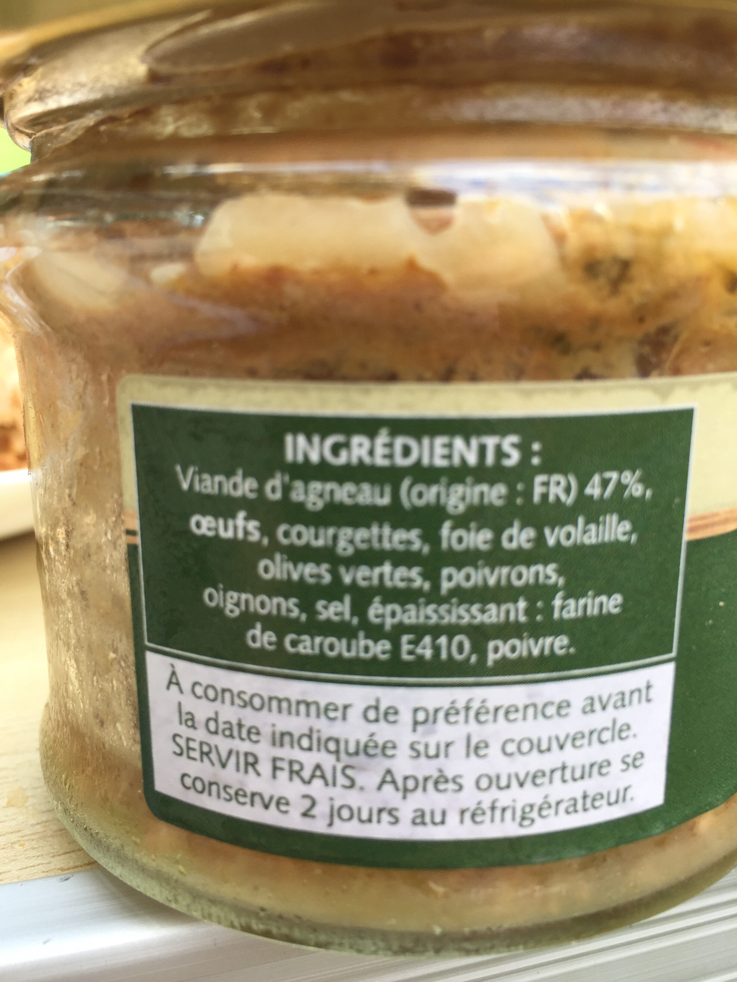 Terrine d’agneau à la provençale - Ingredients - fr