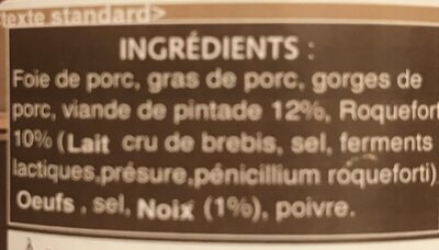 Terrine de pintade roquefort et noix - Ingredients - fr