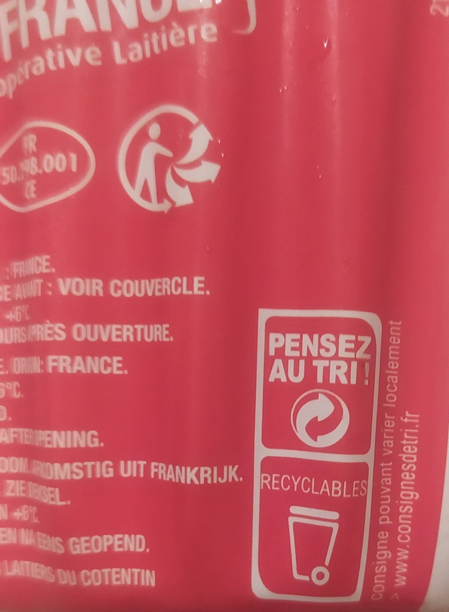 Crème Épaisse de Normandie - Instruction de recyclage et/ou informations d'emballage
