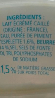 La Cancoillotte du marché Piment d'espelette - Ingrédients