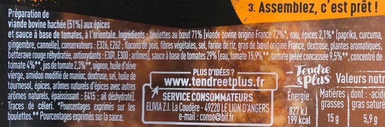 Idée! Couscous 10 boulettes et sauce à l'orientale - Ingrediënten - fr