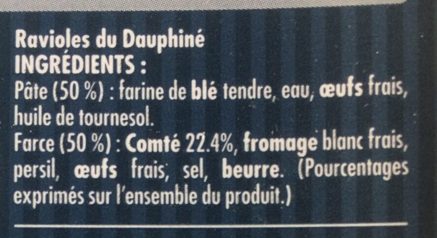 Raviole du Dauphiné IGP Label Rouge ST JEAN - Ingrédients