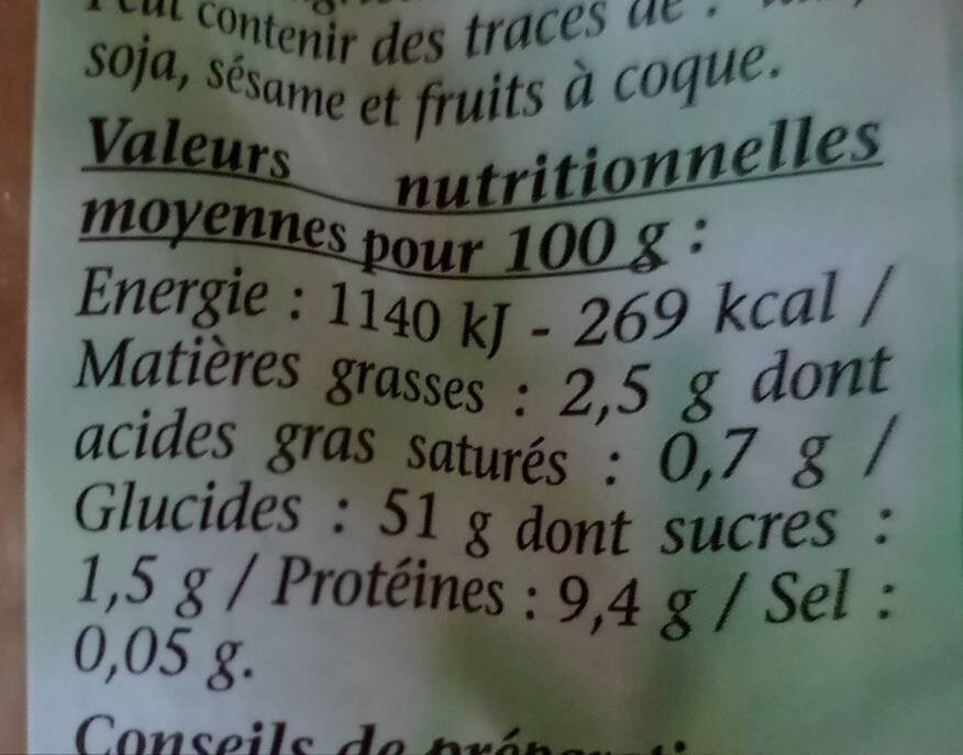Tagliatelles - Nutrition facts - fr