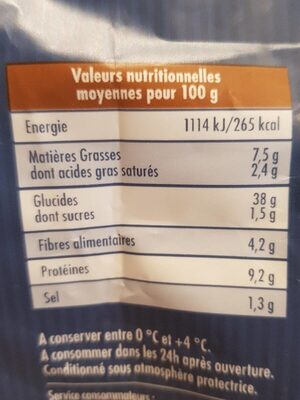 Ravioli aux girolles poêlées & persil de la Drôme sachet - Tableau nutritionnel