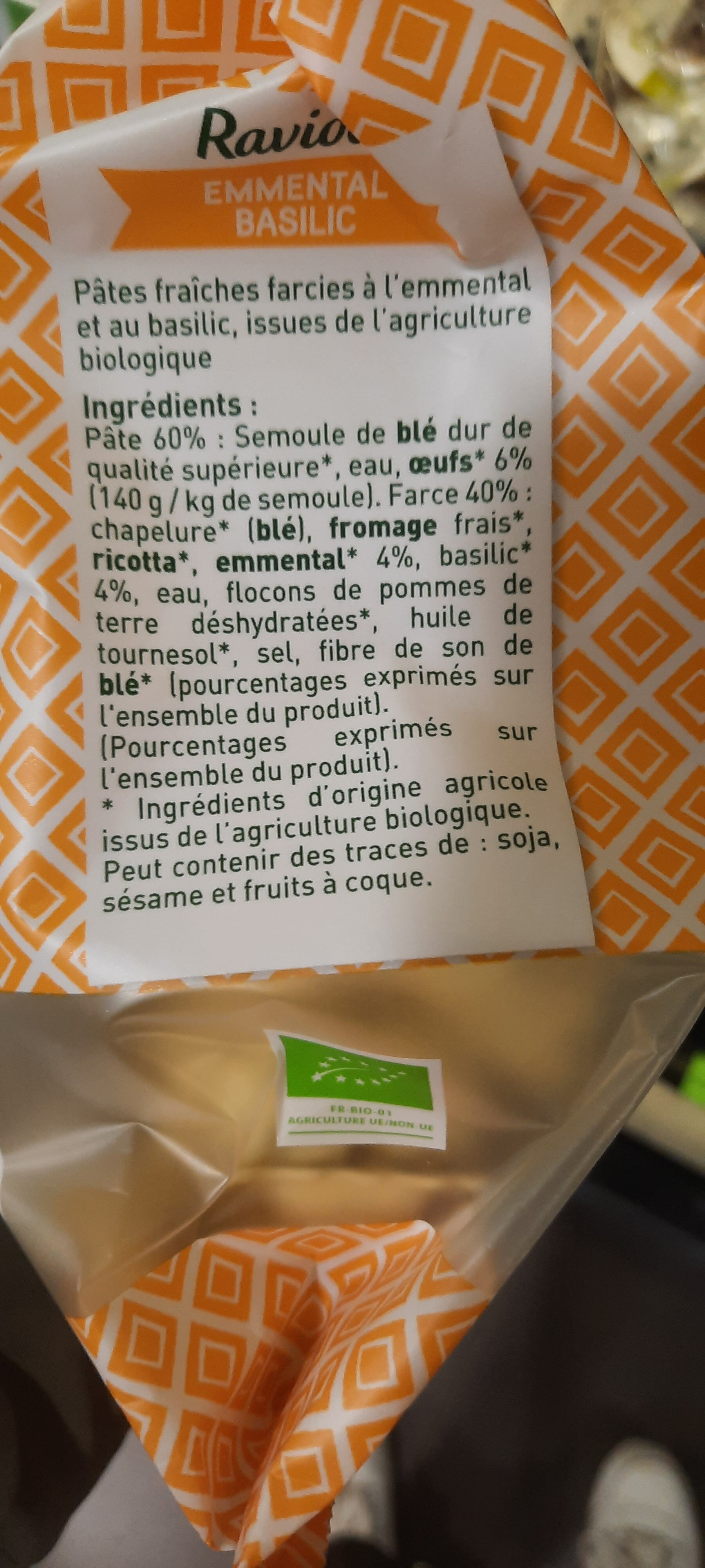 Ravioli Emmental basilic - Ingredientes - fr