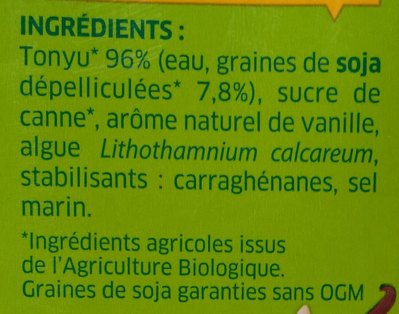 Soja à la vanille - Ingredients - fr