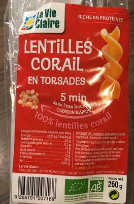 Lentilles corail en torsades - Produit