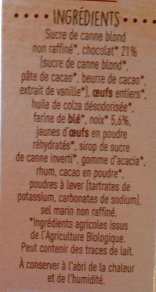 Brownie chocolat et noix - Ingredients - fr