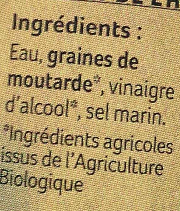 Moutarde fine de Dijon - Ingredients - fr