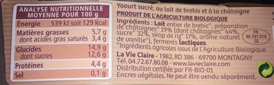 Yaourt A La Chataigne - Ingrédients
