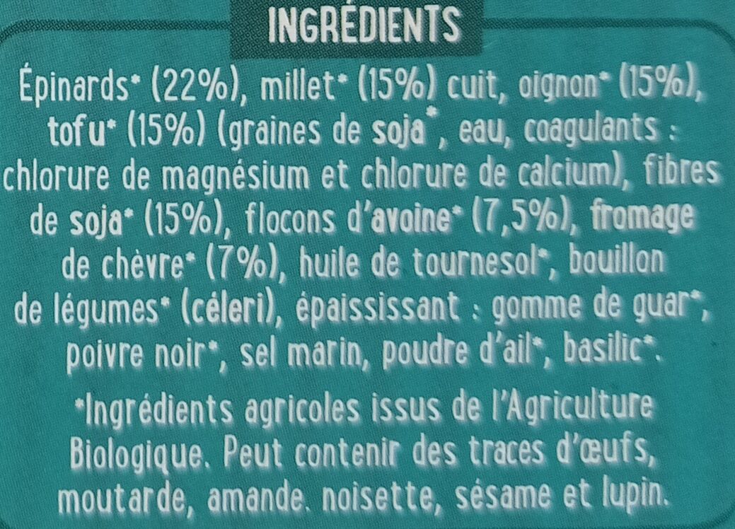Vegetal Burger - Ingredients - fr