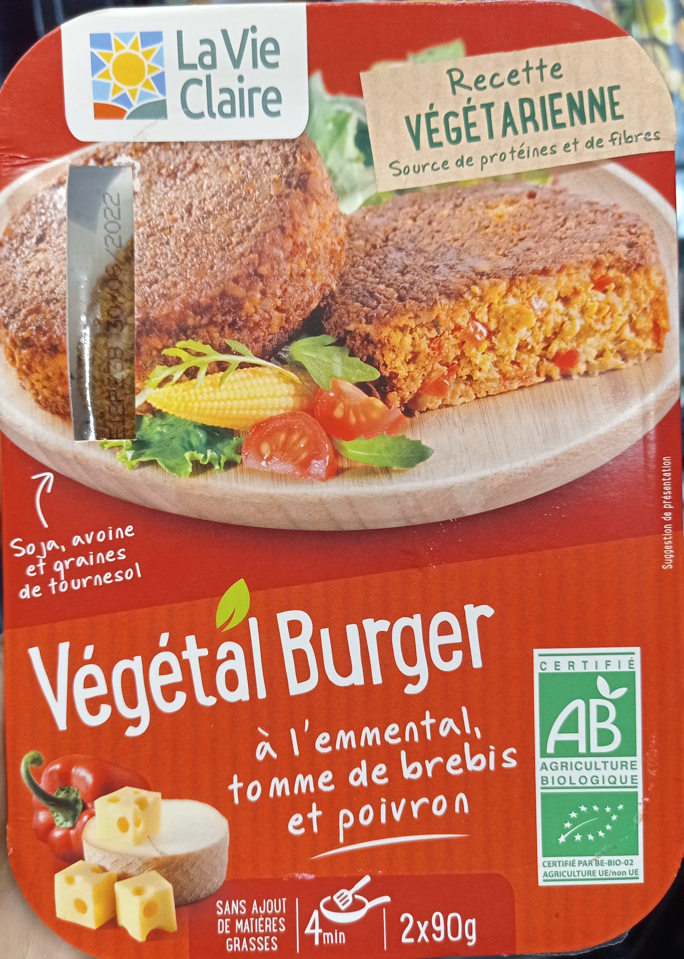 Végétal Burger à l'emmental, tomme de brebis et poivron - Product - fr