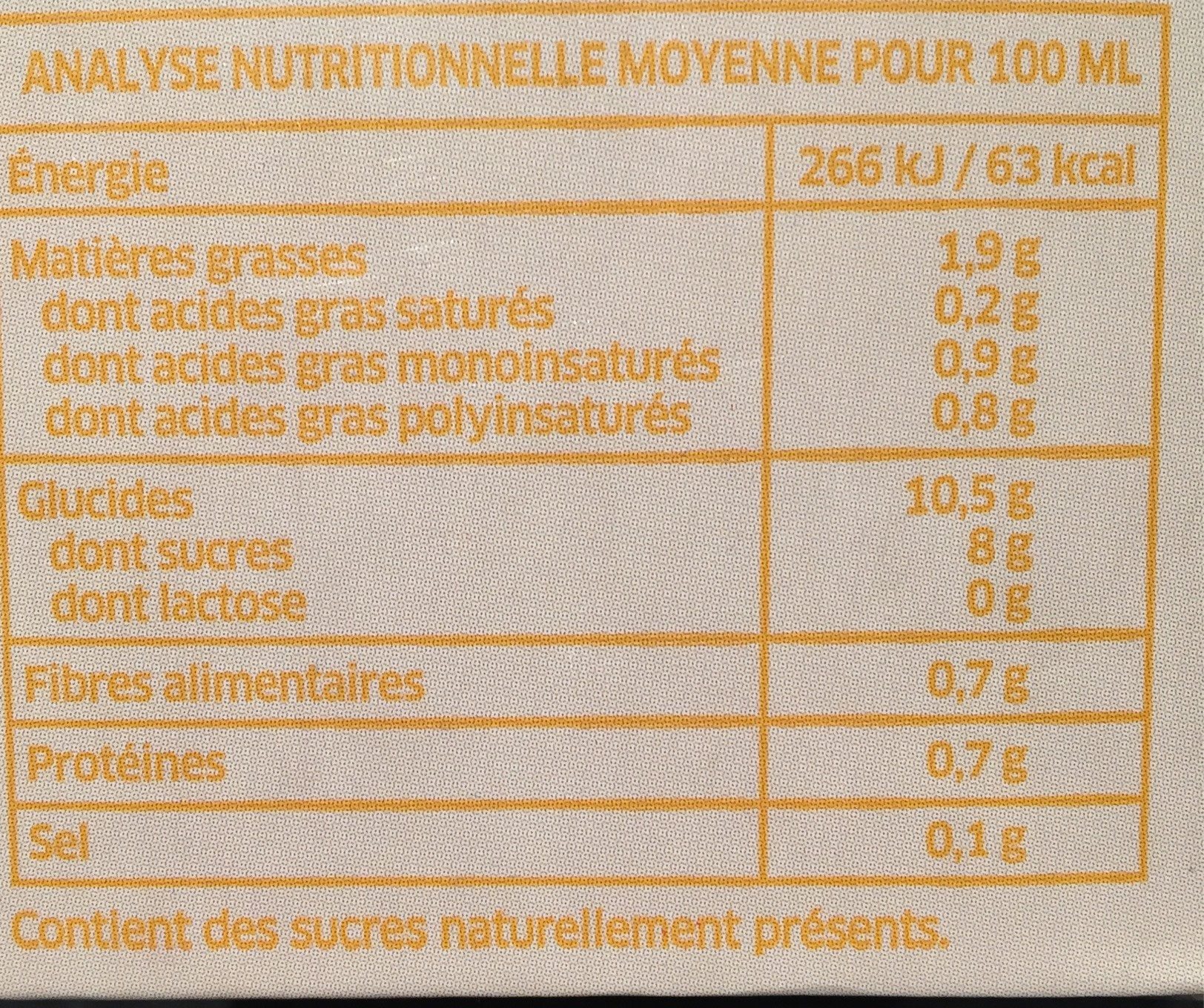 Boisson au Riz et à l'Amande - Nutrition facts - fr