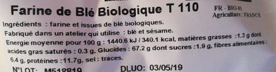 Farine de blé bio T110 - Ingredients - fr