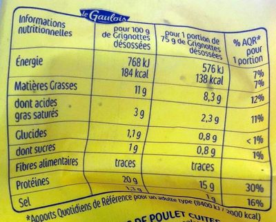 grignottes rôties en sac - Valori nutrizionali - fr