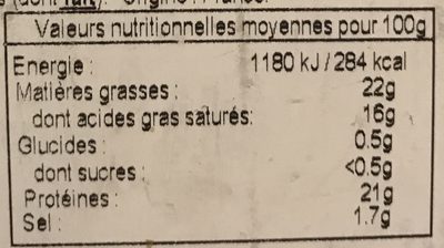 Camembert - Voedingswaarden - fr