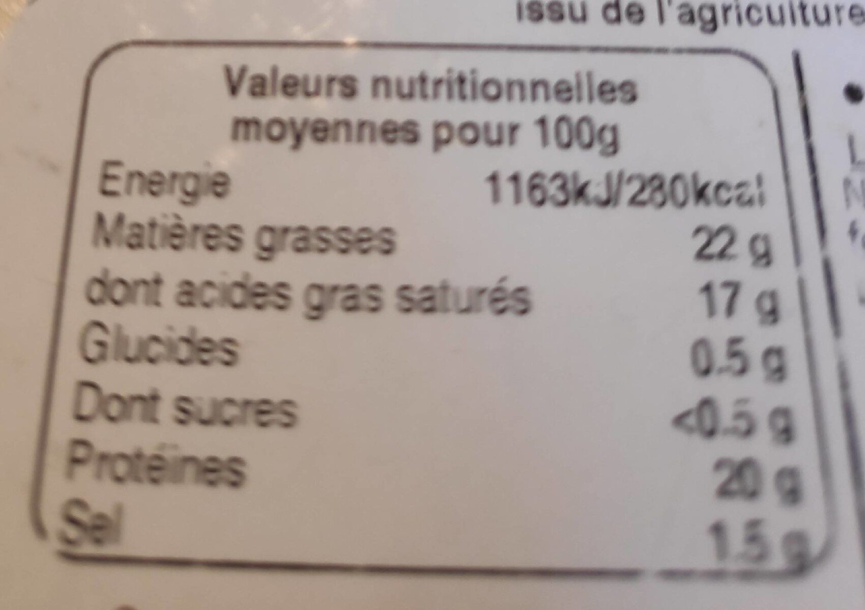 Petit Brie au lait cru - Nutrition facts - fr