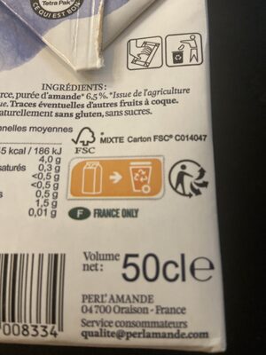Lait d’Amande - Recycling instructions and/or packaging information - fr