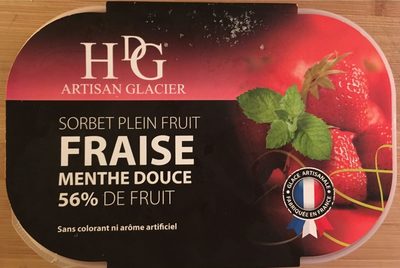 Histoires de glaces Sorbet fraise menthe douce, 56% de fruit Le bac de 750 - Product - fr