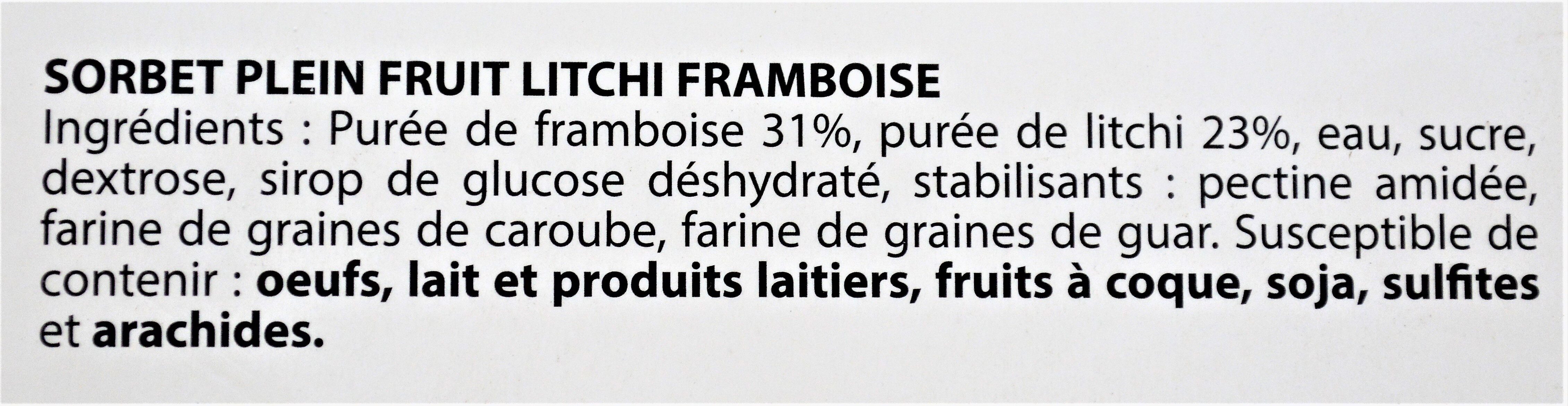 Sorbet plein fruit litchi framboise - Ingredientes - fr