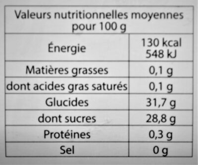 Sorbet plein fruit POIRE WILLIAMS, 54% de fruit - Información nutricional - fr