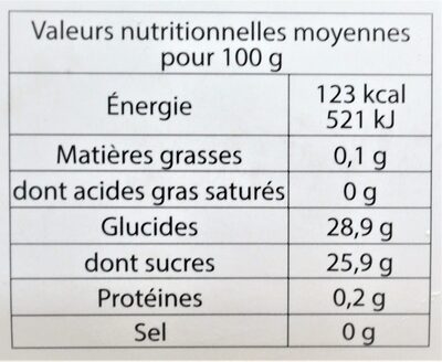 Sorbet plein fruit CITRON, 27% de fruit - Información nutricional - fr