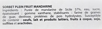 Sorbet plein fruit MANDARINE, 57% de fruit - Ingredients - fr