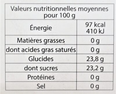 Sorbet plein fruit MANDARINE, 57% de fruit - Información nutricional - fr
