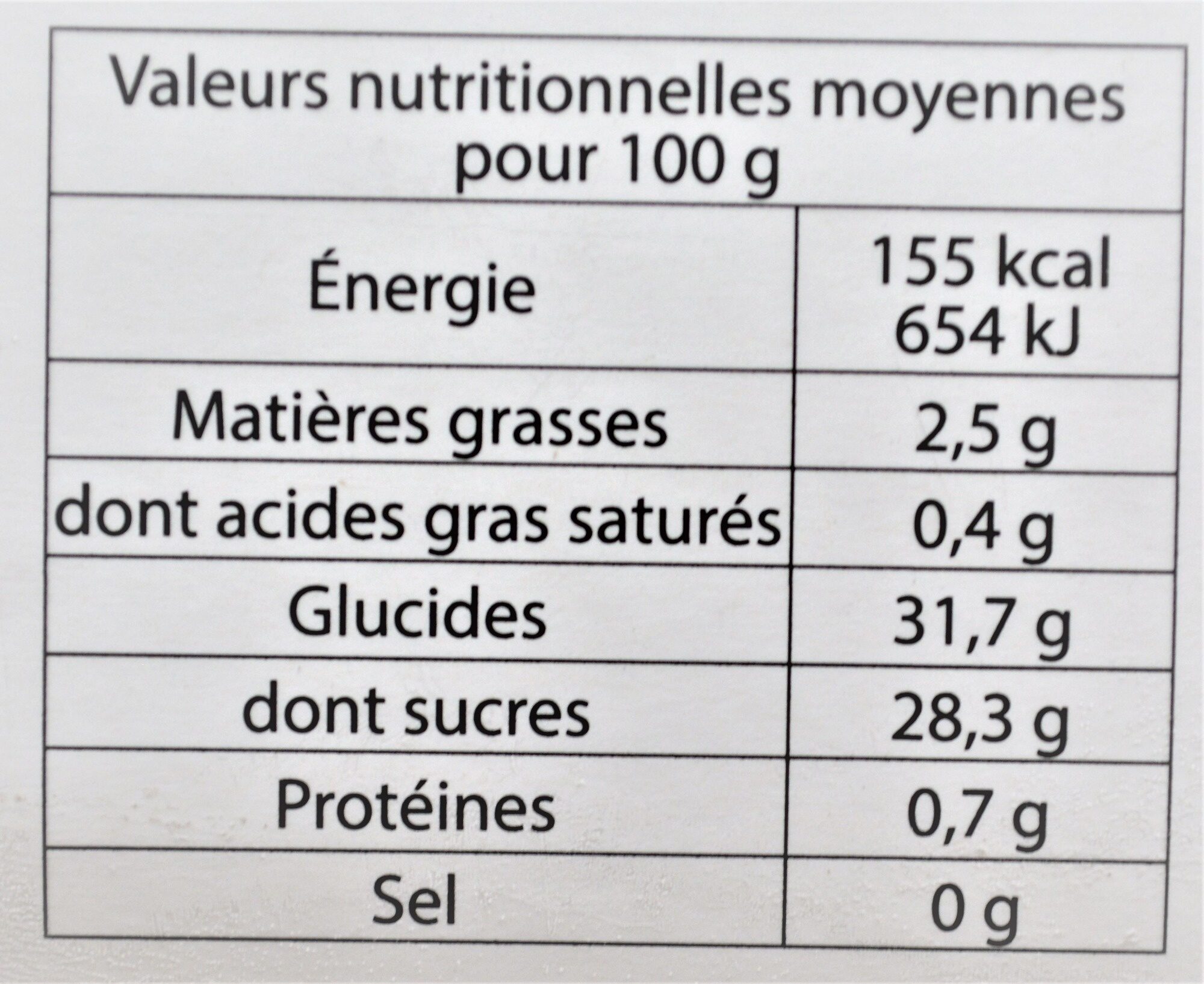 Sorbet Banane - Nutrition facts - fr