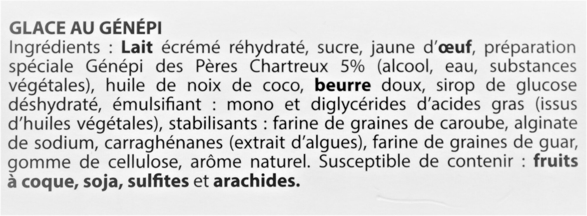 Glace GENEPI, des Pères Chartreux - Ingredients - fr