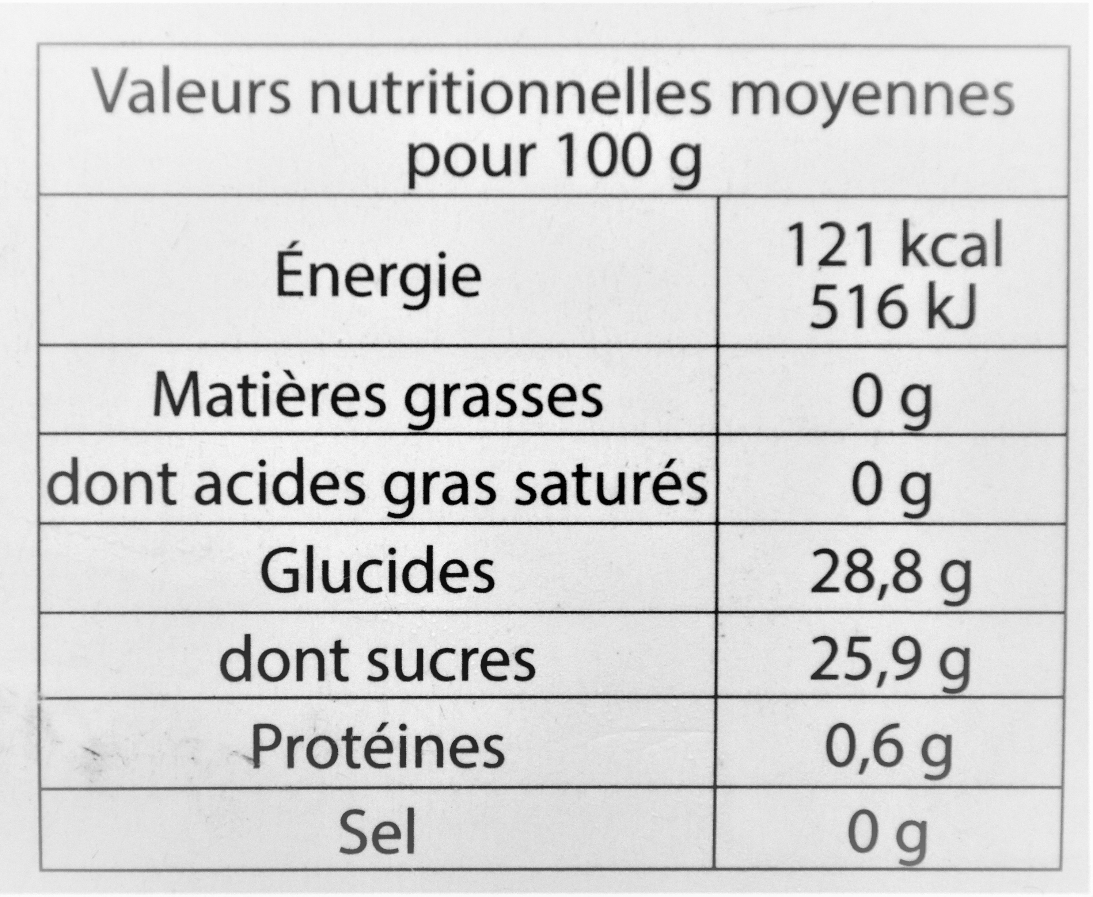 Sorbet plein fruit ORANGE SANGUINE, 62% de fruit - Información nutricional - fr