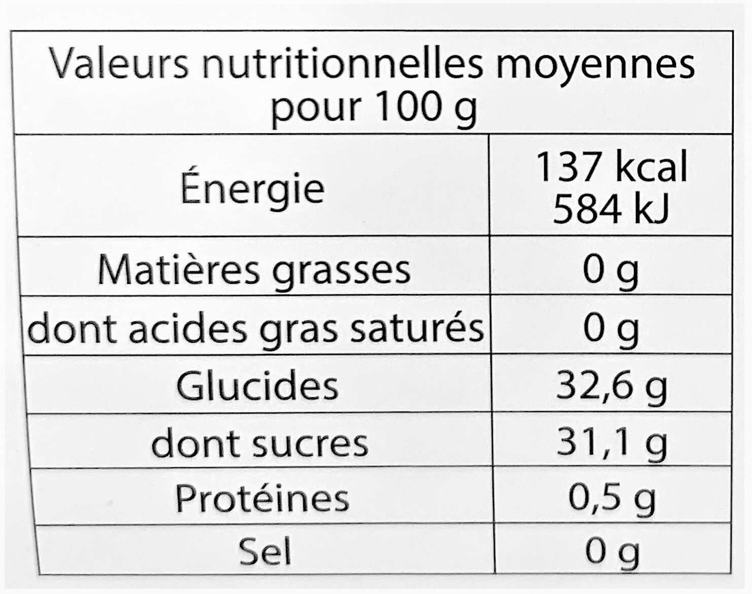 Sorbet plein fruit CLEMENTINE CORSE IGP, 45% de fruit - Nutrition facts - fr
