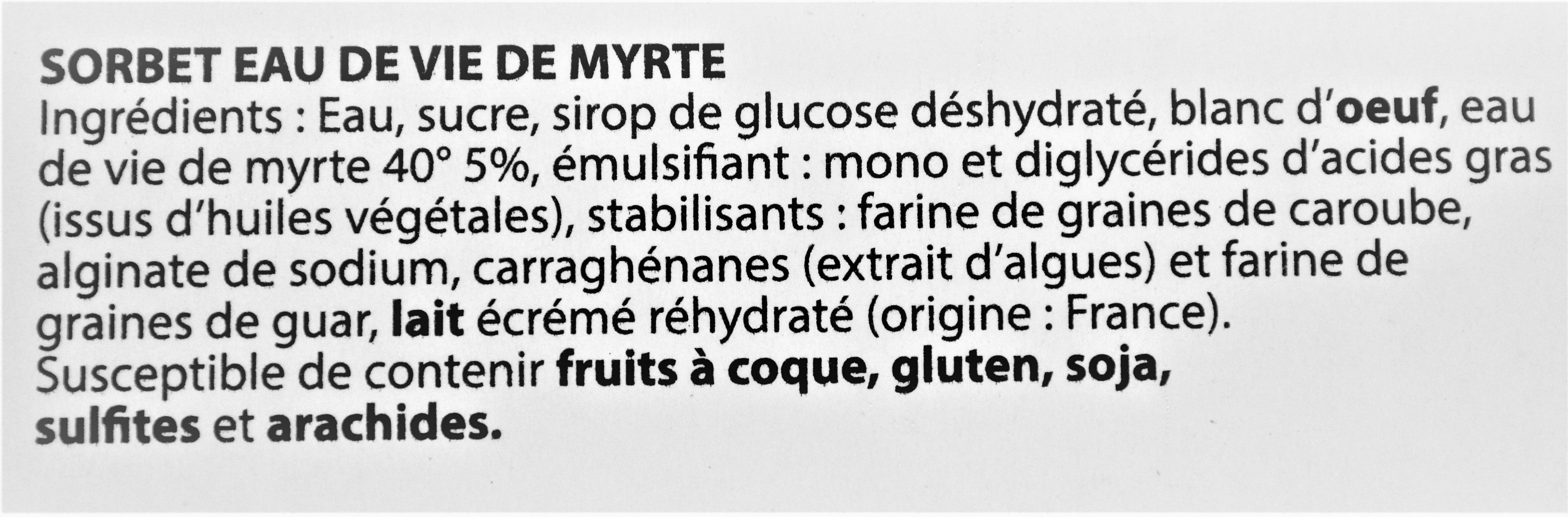 Sorbet Eau de vie de Myrte - Ingredientes - fr