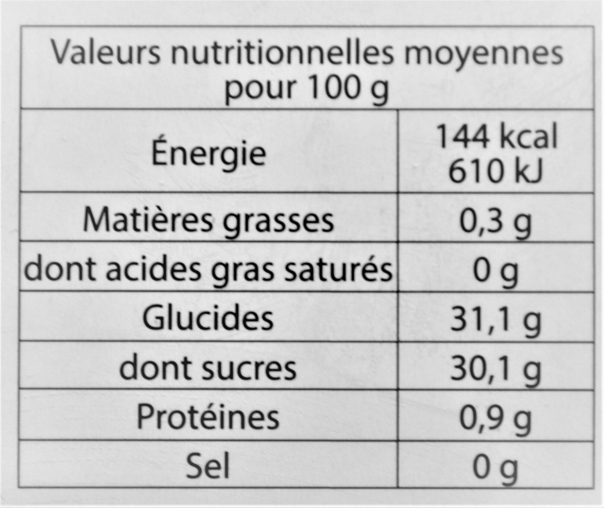 Sorbet plein fruit FRUIT DE LA PASSION, 41% de fruit - Información nutricional - fr