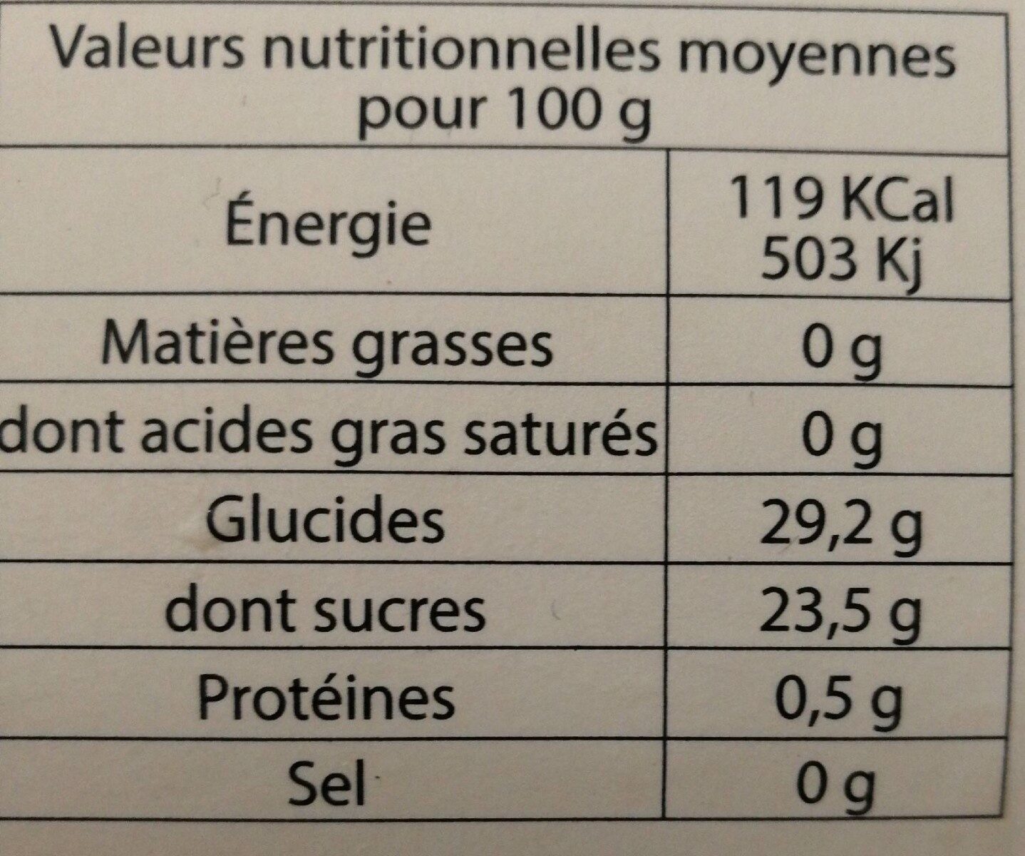 Sorbet Fraise BIO - Nutrition facts - fr