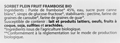 Sorbet Framboise BIO - Ingredients - fr
