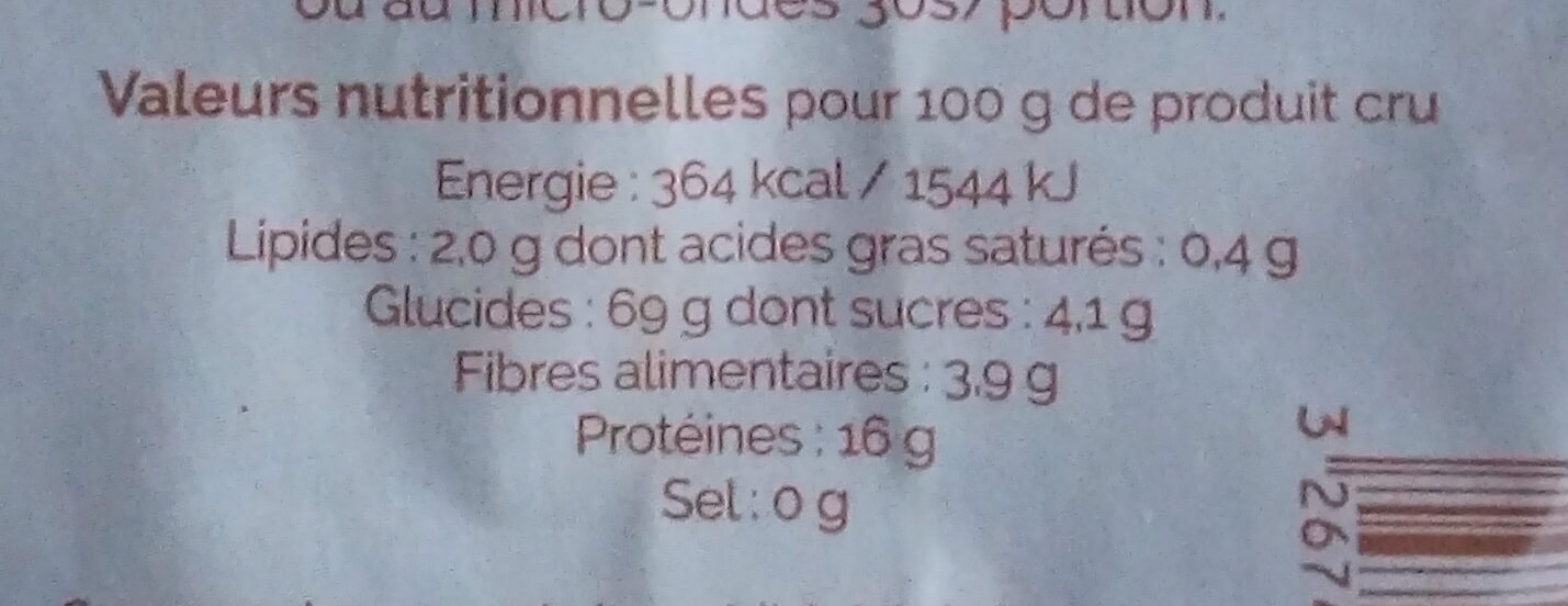 Couscous biologique de blé khorazan - Nutrition facts - fr