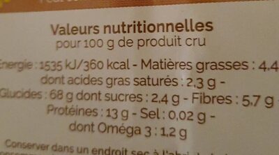 Penne au lin - Nutrition facts - fr