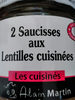 Alain Martin 2 saucisses aux lentilles cuisinees - Product