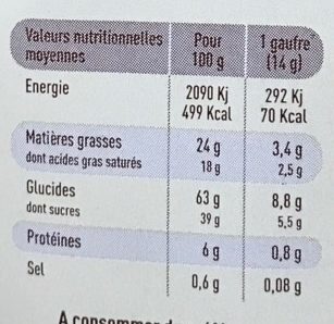 Gaufres fines Pur Beurre à la Vergeoise - Valori nutrizionali - fr