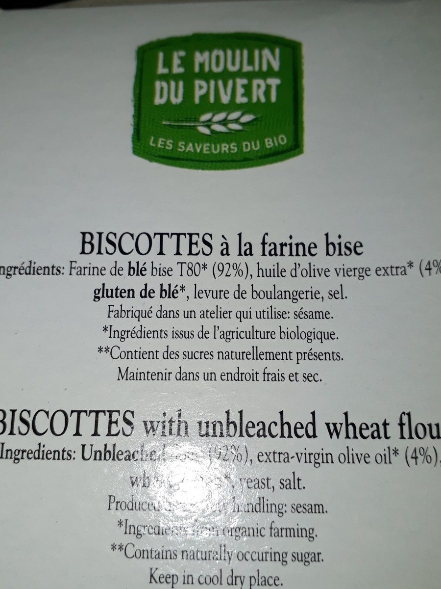 Biscottes - Ingredients - fr