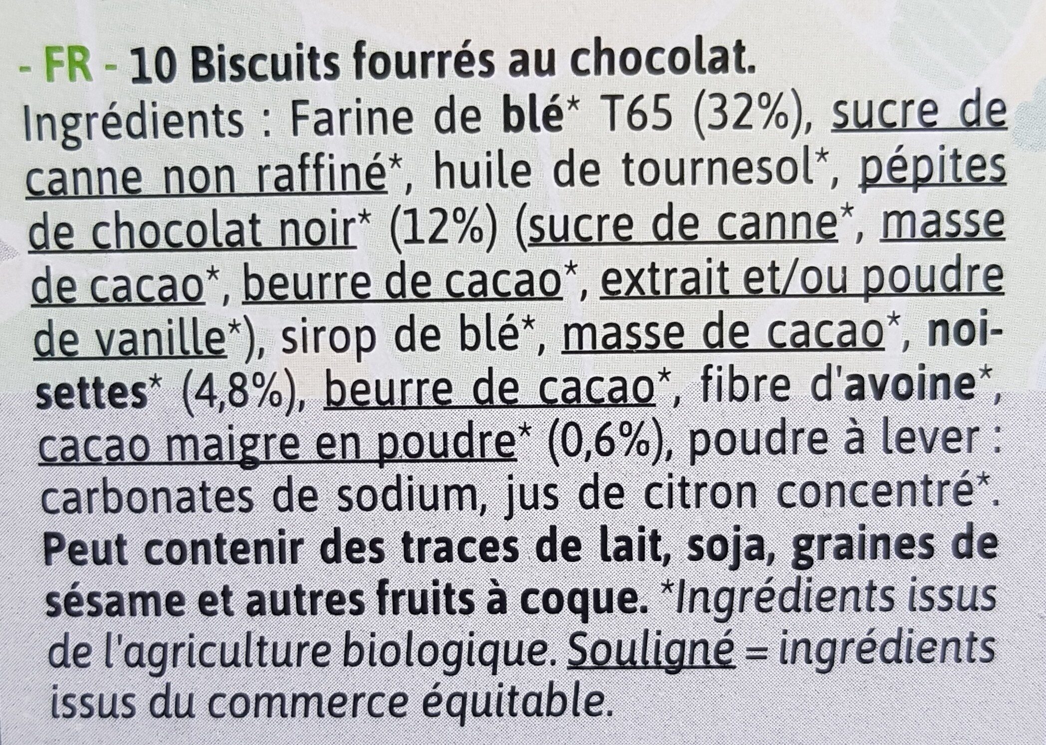 Fourrés choc' - Ingredienti - fr
