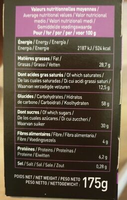 Fourrés choc' - Valori nutrizionali - fr
