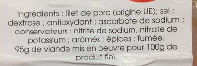 Filet de bacon - 10 tranches - Ingredients - fr