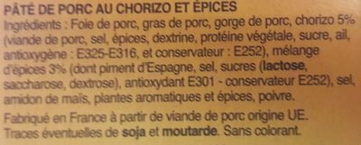 Apermix chorizo - Ingredients - fr