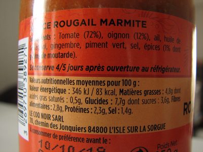Sauce Rougail Marmite - Ingredienser - fr